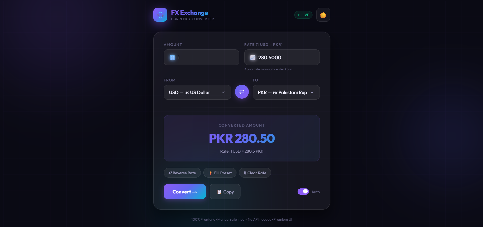 Currency Exchanger — A real-time currency conversion web app using live exchange rate APIs